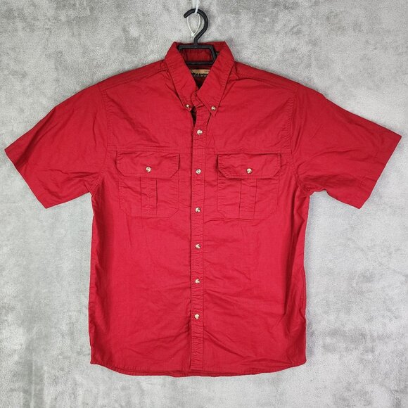 Mens Red R&R Outdoors Shirt Short Sleeve Button Up 100% Cotton Size M - Picture 2 of 11